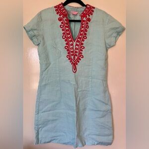 Lilly Pulitzer Linen Mini Dress with Red Embroidery